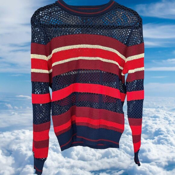 Isabel Marant Etoile Deacon Striped Mesh Sweater Crewneck Size 40 - Picture 1 of 10